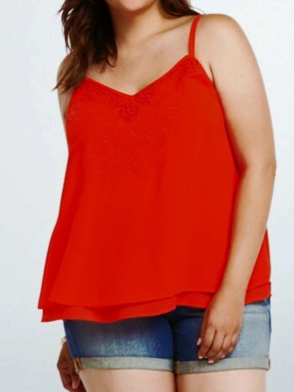 Torrid Red Embroidered Swing Cami